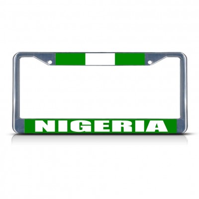 NIGERIA FLAG Metal License Plate Frame Tag Border Two Holes   322191262675